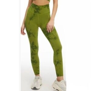 NEW Good American 00/0 Green Tie Dye Ankle Leggings XS / Small ~ Workout Yoga